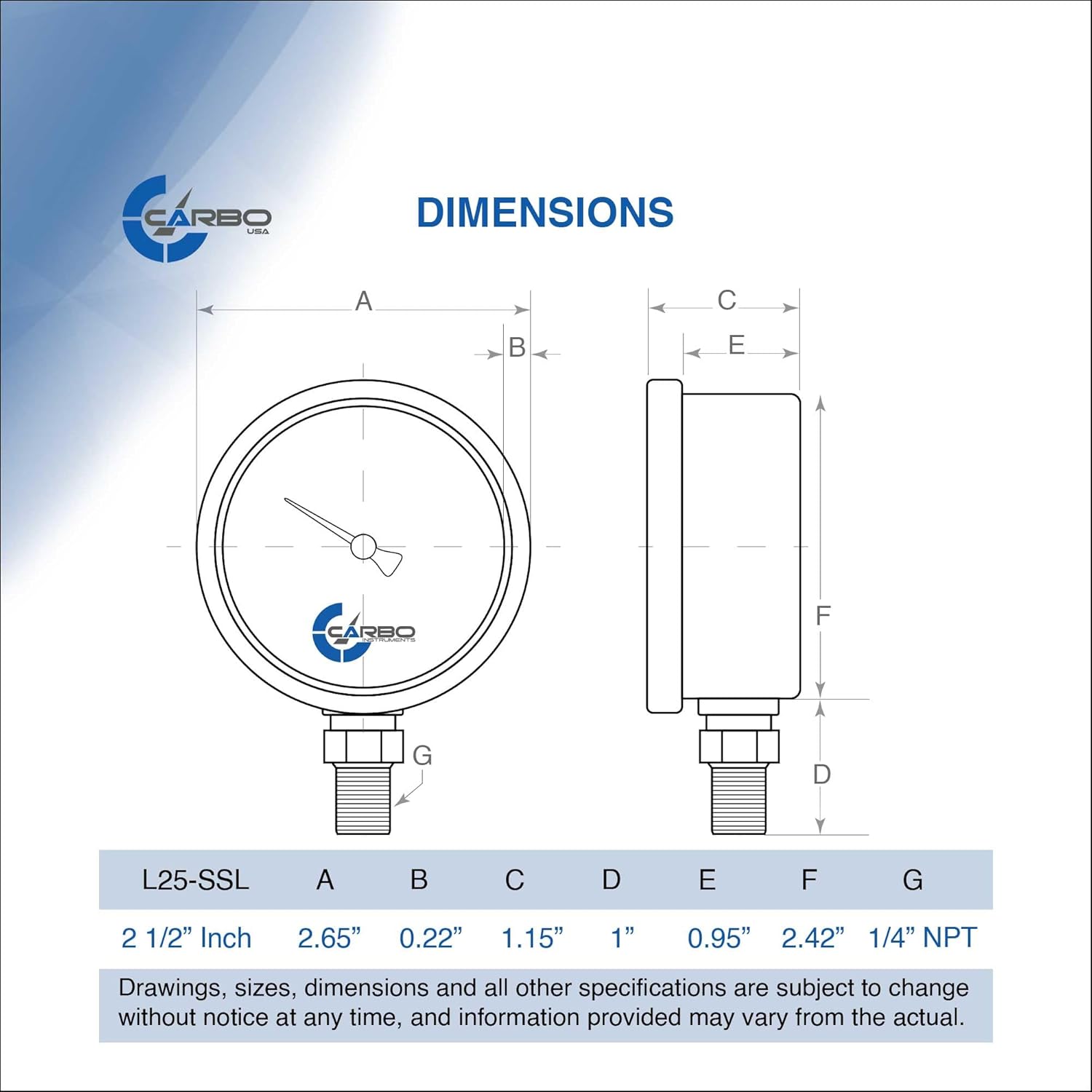 Stainless Steel Pressure Gauge Dual Display (-30 Hg - 0-250 psi/kPa) - 2 1-2" Glycerine Liquid Filled Water Air Oil Gas Gauge with Polycarbonate Lens - Compound Vacuum - 1/4" NPT