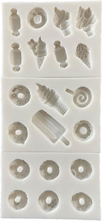 Lovely Small Items Silicone Fondant Molds Set For Cake Topper, Gumpaste, Candy & Chocolate, Polymer Clay and More (Snack Food)