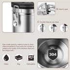 ShanSon Coffee Canister Airtight Coffee Container Stainless Steel Coffee Bean Storage Container with Scoop Coffee Canister for Beans Grounds Sugar Flour Tea Cereal,11OZ,Silver