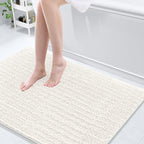 Arotive Luxury Chenille Bathroom Rug Mat, Extra Soft Thick Absorbent Shaggy Bath Rugs, Non-Slip Machine Wash Dry, Plush Bath Mats for Bathroom, Shower and Tub, 47x32, Ivory