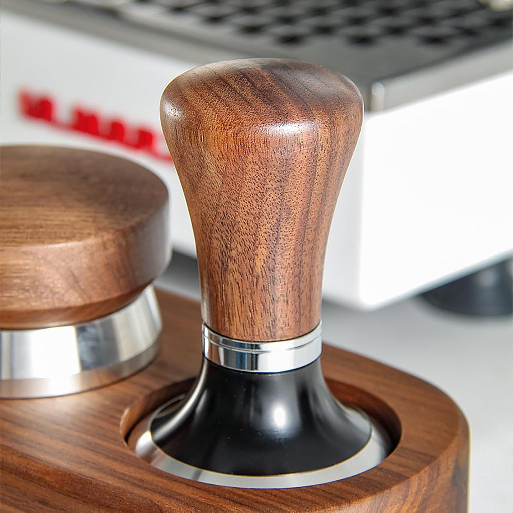 MOJAE 58mm Espresso Tamper with 304 Stainless Steel Flat, Coffee Tamper for 58mm Portafilters (Walnut)
