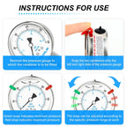 MEANLIN MEASURE 0~60Psi Stainless Steel Liquid Filled Pressure Gauge 2.5" FACE DIAL 1/4" NPT for Pool Filter Pump Water Oil Air Compressor Lower Mount with Stainless Steel Hex Bushing and Snaps