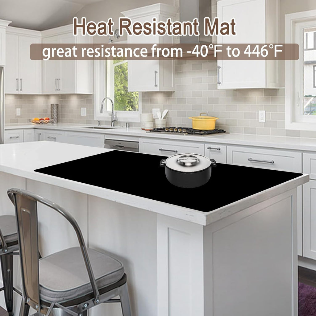 Silicone Mats for Kitchen Counter, 48"x32"(120cmx80cm) Large Heat Resistant Mat Kitchen Island Waterproof Countertop Protector Mat Nons-slip Extra Large Counter Mat, Semitransparent