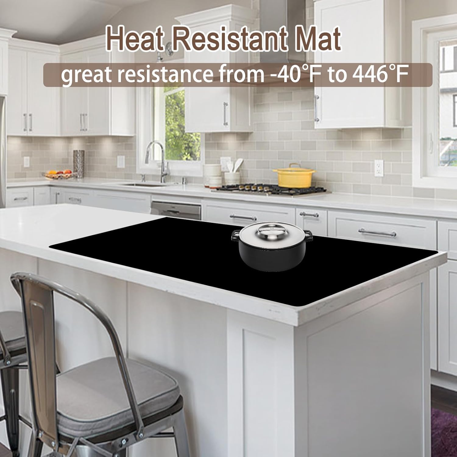 Silicone Mats for Kitchen Counter, 48"x32"(120cmx80cm) Large Heat Resistant Mat Kitchen Island Waterproof Countertop Protector Mat Nons-slip Extra Large Counter Mat, Semitransparent