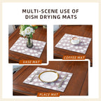 Dish Drying Mat, Absorbent Coffee Mat Rubber Backed, Soft Silicone Dish Drying Mat for Kitchen Counter or Sink for Kitchen Bathroom Coffee Bar (Tulip, 12 x 16 Inches)