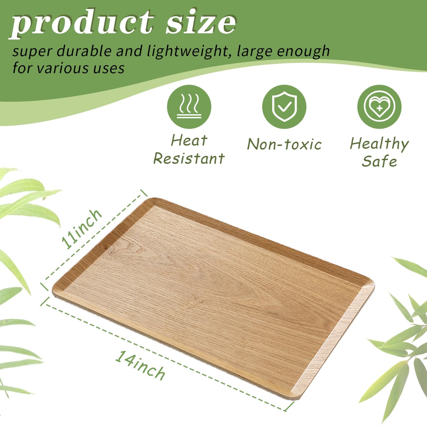 Wooden Trays for Eating, Decorative Serving Trays for Party, Great for Tea Tray, Bar Tray, Breakfast Tray - 11 x 14 Inch