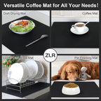 ZLR Coffee Mat - 16" x 24" Extra Large Kitchen Hide Stain Absorbent Dish Drying Mat for Countertop - Easy to Clean Coffee Bar Mat for Espresso Machine and Spill Protection - Black