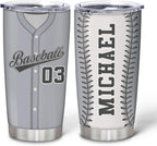 Hyturtle Personalized Baseball Tumbler Baseball Players Design Stainless Steel Double Walled Vacuum Insulated Tumblers 20oz30oz Coffee Travel Mug Cup Christmas Gift For Men Boys Friends Dad Sports Fan