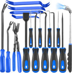 17Pcs Mechanic Hook and Pick Tool Set & Car Trim Removal Kit with Fastener Clip Pliers,Rivet Puller,Magnetic Pickup,Gasket Scraper,Non-Scratch Plastic Pry Tools for Automotive Repair-Blue