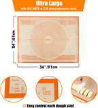 Silicone Pastry Mat 36'' By 24'' Extra Large Baking Mat with Measurements for Dough Rolling, Kneading Board, Kitchen Counter Mats, Perfect for Dough, Fondant, Pie Crust, Cookies, Bread, Pasta, Pizza