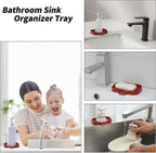 Silicone Bathroom Soap Dishes with Drain Spout-Bathroom and Kitchen Sink Organizer,Sponge Holder,Dish Soap Tray,Perfect for Dispenser,Scrubber,Bottle,Cup on Sink or Counter-Red 4.9"×3.2"