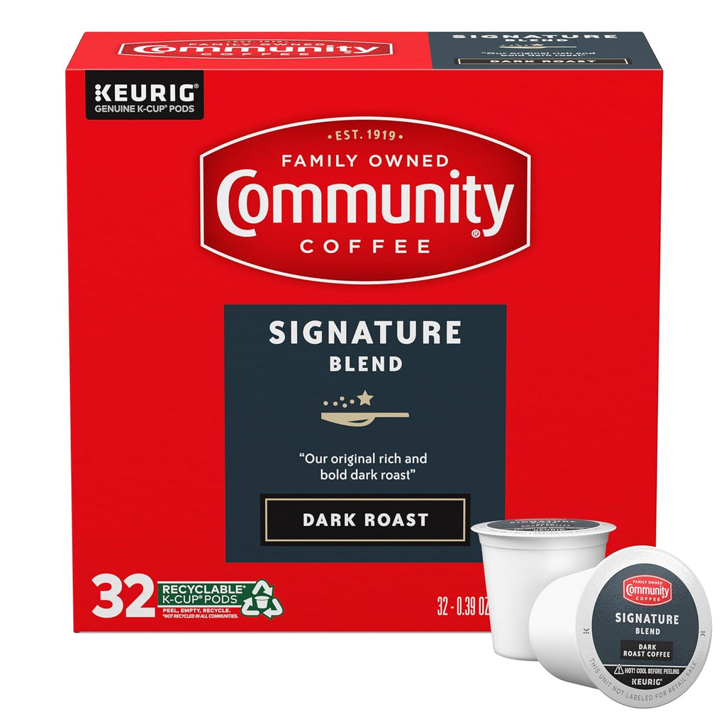 Community Coffee Signature Blend Dark Roast Single Serve Keurig K-Cup Pods 32 ct Box