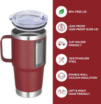 VEGOND 20 oz Tumbler Bulk with Handle Lid and Straw, Stainless Steel Insulated Travel Coffee Mug Set, Spill Proof Double Wall Metal Tumblers Cups, Wine Red 6 Pack
