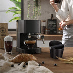 Ailelan Coffee Knock Box, Espresso Knock Box, Coffee Bin, Espresso Dump Bin, 4.8 Inch Shock-Absorbent Durable Barista Style Espresso Knock Box with Removable Metal Knock Bar and Non-Slip Base(Round)