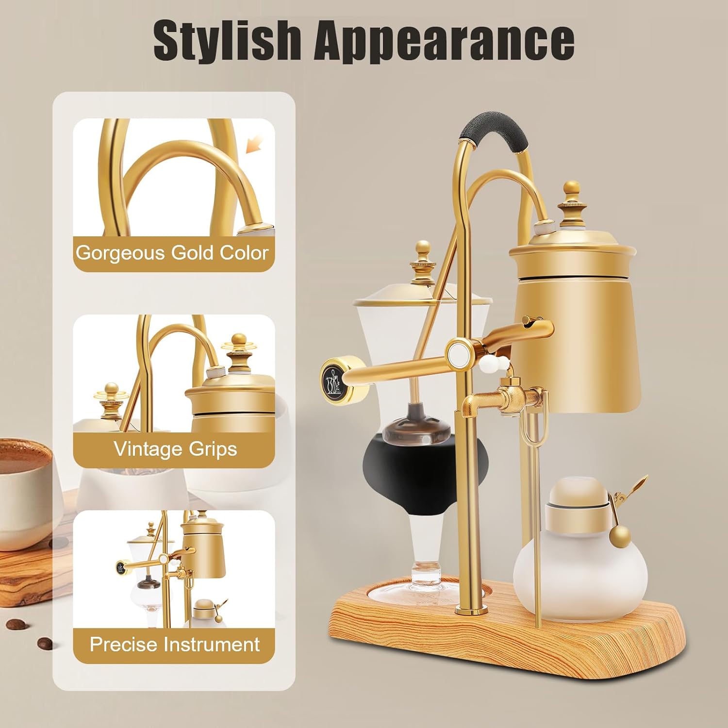 Belgian/Belgium Luxury Royal Family Balance Syphon Coffee Maker, Elegant Design Retro-Style Siphon Brewer