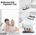 Silicone Kitchen Sink Organizer Tray for Multiple Usage,Eco-Friendly Sponges Holder for Kitchen Bathroom Counter or Sink,Dish Soap Dispenser,Scrubber,Bottle,Cup (Coffee, 12"×4")