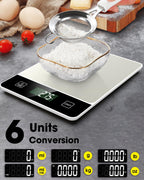 Mik-Nana Food Scale, 22lb/10kg Digital Kitchen Scale Weight Grams and Oz for Baking Cooking Coffee Meal Prep Package Postage, 6 Units with Tare Function, 1g/0.04oz Precise Graduation (White)
