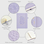 &And Per Se Dotted Journal Notebook for Women&Men with Pattern, A5 Leather Hardcover, 160 Pages 100GSM Thick Dotted Paper, 3 Sheets of Stickers Included(Lavender)