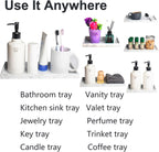 DNC 2PC 7.9" Small Silicone Bathroom Tray for Counter, Vanity Tray for Countertop, Kitchen Sink Soap Tray for Dish Holder Dispenser Toilet Tank Desk Organizer Marble White