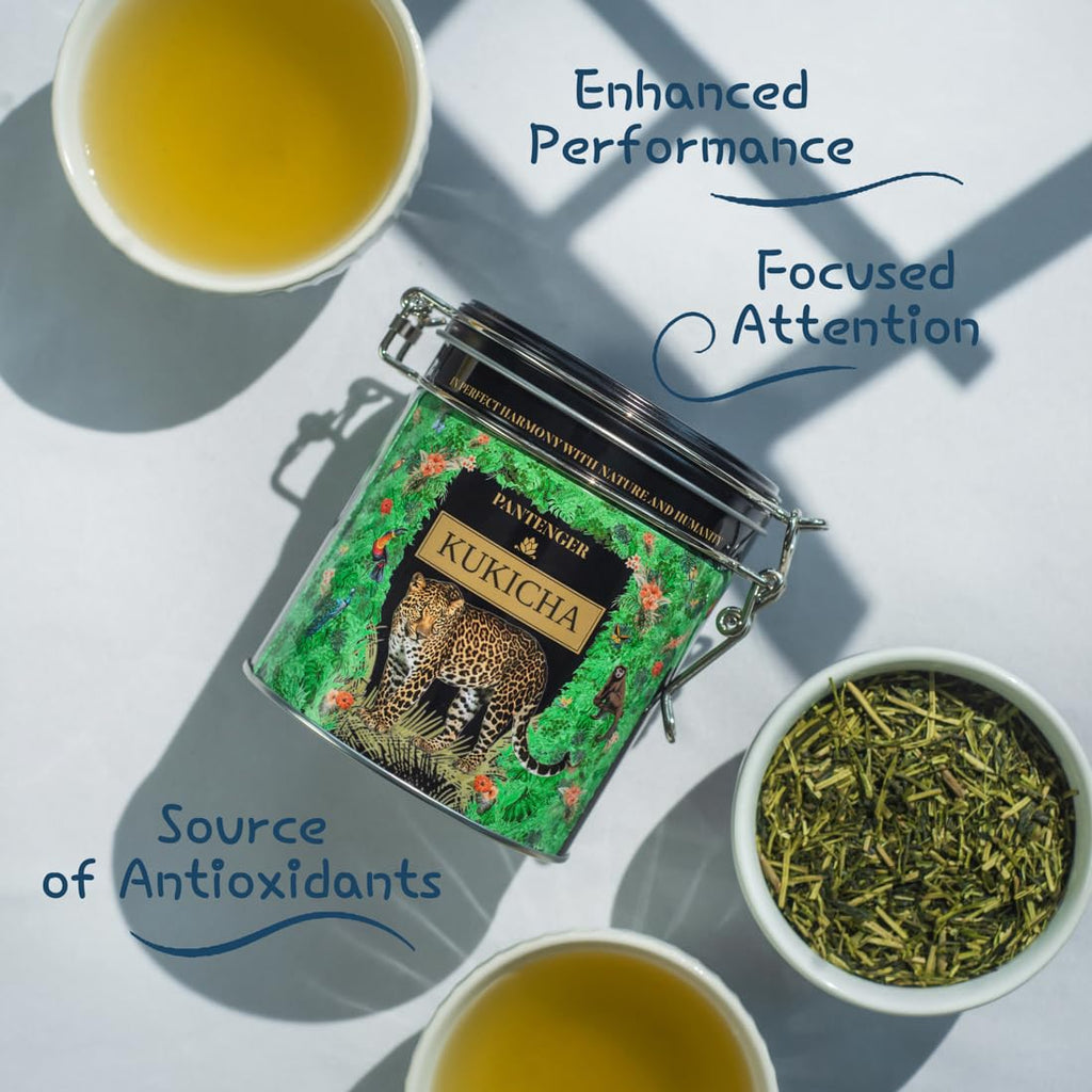 Organic Japanese Kukicha Green Tea | Loose Leaf - 3.5 Oz |Twig Tea - USDA Organic Green Tea | Japanese Tea by Pantenger