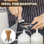 uxcell 58mm Coffee Tamper, Stainless Steel Espresso Press Tamper, Espresso Tamper with Wooden Handle Suitable for Coffee Shop, Restaurant Bar, Bakery (Light Brown)