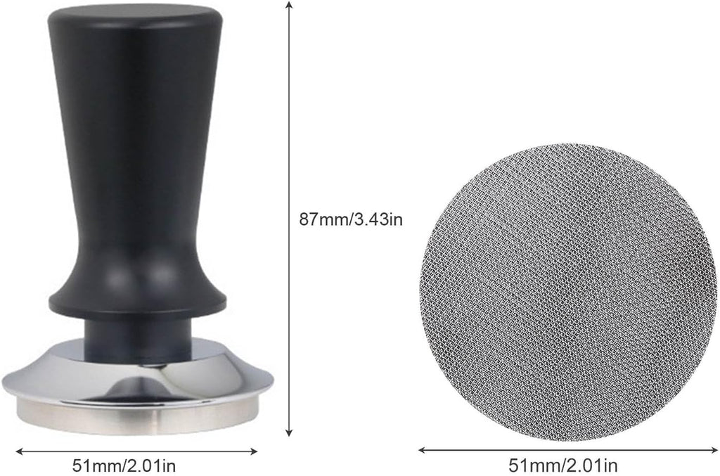 51mm Espresso Tamper and Espresso Puck Screen Set, Espresso Tamper with Calibrated Spring, Premium Barista Stainless Steel Coffee Tamper with Puck Screen, Espresso Handle Tamper for Espresso Machine