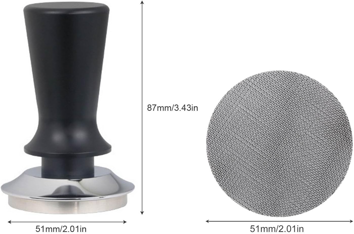 51mm Espresso Tamper and Espresso Puck Screen Set, Espresso Tamper with Calibrated Spring, Premium Barista Stainless Steel Coffee Tamper with Puck Screen, Espresso Handle Tamper for Espresso Machine