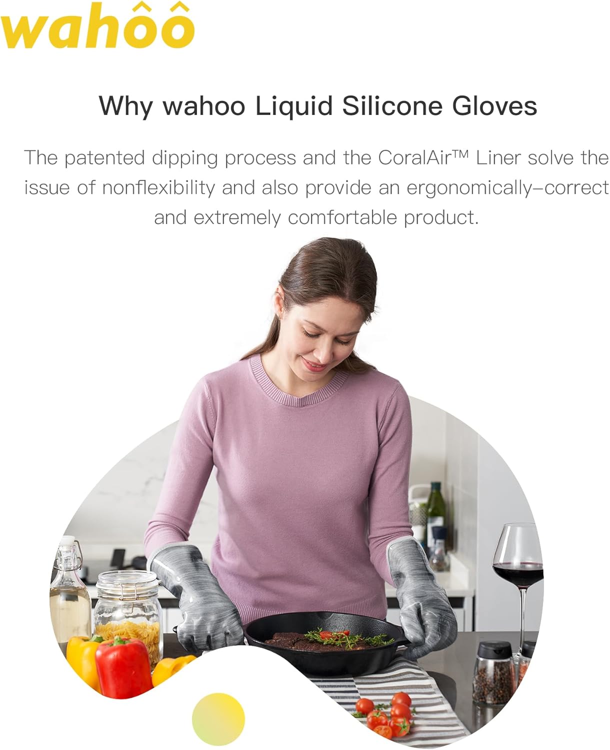 wahoo Liquid Silicone Smoker Oven Gloves, Food-Contact Grade, Heat Resistant Gloves for Cooking, Grilling, Baking, Grey, Medium