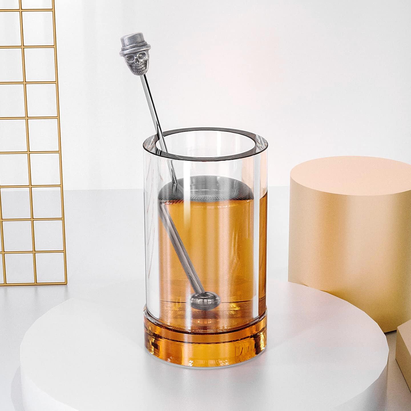 Skull Shape Swizzle Sticks, Reusable Stainless Steel Coffee Beverage Stirrers Cocktail, 5-Pack Drink Stir Sticks for Bar Party Home Office (Ancient Silver)