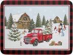 Giwawa Christmas Truck Dish Drying Mat 18x24 inch Large Winter Snowman Xmas Trees Snow Farm Dish Drainer Mats Red Black Buffalo Plaids Absorbent Dish Drying Pad for Kitchen Countertop Decor