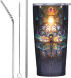 Dragonfly Tumbler with Lid and Straw 20oz Coffee Tumblers Leakproof Stainless Steel Travel Mug Vacuum Insulated Cup for Iced and Hot