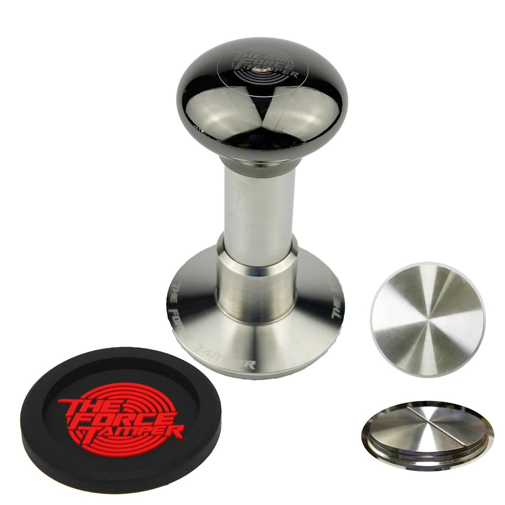 The Force Tamper Automatic Impact Adjustable Constant Pressure and Autoleveling Coffee Tamper Black Mirror Jellyfish AL Handle Set Pro (Flat-Distribute Set, 53.50mm)