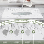 Large Stone Drying Mat for Kitchen Counter, 24" × 16" Diatomite Dish Drying Mat, Quick Dry Stone Mats, Ultra Absorbent Natural Diatomaceous Earth Mats for Dished, Bottles, White Marble