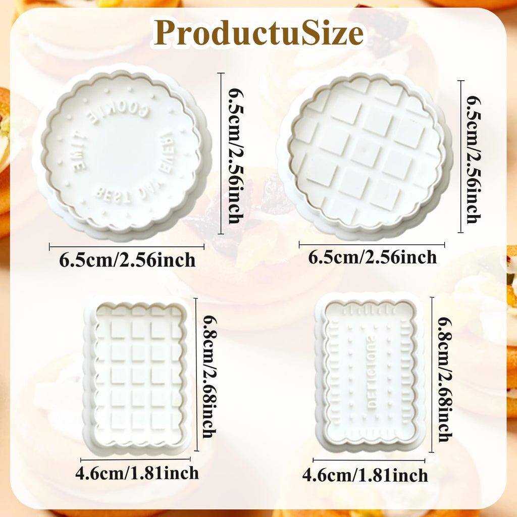 4 Pcs Cookie Press Mold, Waffle Cookie Stamp Mold, With Cute Cat Paw Shaped Plunger Stamp, Easy to Use, for Treats DIY Baking, Cake, Pastry