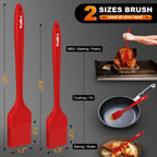 Walfos Silicone Basting Pastry Brush, Heat Resistant Pastry Brush Set, Strong Steel Core and One-Pieces Design, Perfect for BBQ Grill Baking Kitchen Cooking, BPA Free and Dishwasher safe, 2 Pcs (red)