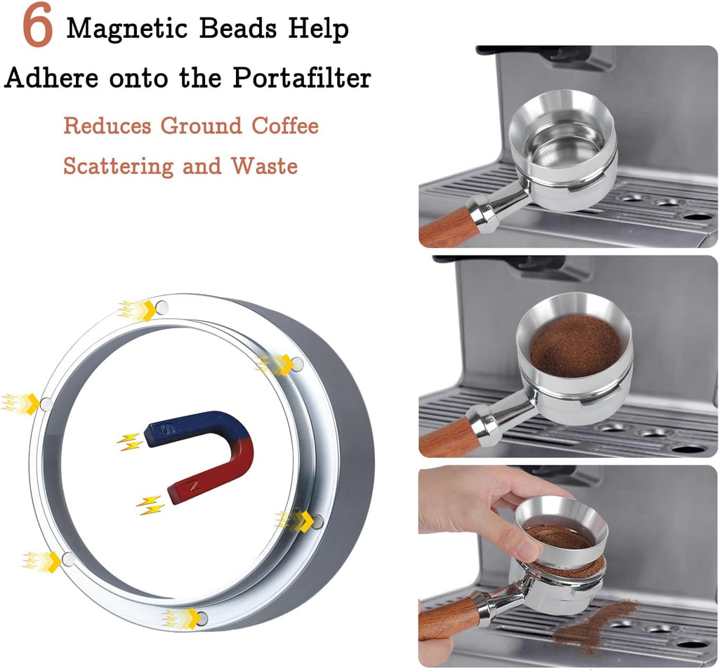 51mm Espresso Tamper Set - Spring-loaded Coffee Tamper, Adjustable Depth Espresso Distributor Leveler, Magnetic Dosing Funnel Aluminum Metal, Reusable Puck Screen, Fit for 51mm Portafilters