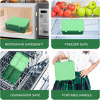 Bento Lunch Box with 8oz Soup Thermo, Kids Leakproof Lunch Food Containers with 4 Compartment, Kids Thermo Insulated Hot Food Jar for School, Trvael-Green