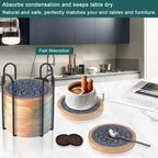 Wood Coasters for Drinks Set of 8, Minacun Absorbent Coaster, Drinks Coasters for Coffee Tabletop Protection, Non-Slip, Non-Stick, Suitable for Kinds of Cups Wooden Table Drink, 4.3 Inch Gray