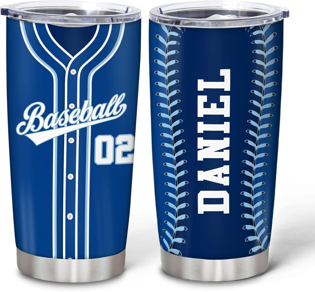 Hyturtle Personalized Baseball Tumbler Baseball Players Design Stainless Steel Double Walled Vacuum Insulated Tumblers 20oz30oz Coffee Travel Mug Cup Christmas Gift For Men Boys Friends Dad Sports Fan
