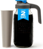 County Line Kitchen Glass Cold Brew Coffee Maker with Lid - Wide Mouth, 2 Quart (64 oz) - Heavy Duty, Leak Proof - Sun & Iced Tea Pitcher, Cold Brew Coffee, Breast Milk Storage, Water - Gray