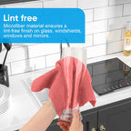 Microfiber Cleaning Cloth, 50 Sheets Shop Towels Commercial Grade Washcloths Lint-Free Clean Rags Bulk Towels for Cars Mechanic Restaurant Garage Housekeeping, 11.5"x 11.5", Red