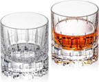 KAMMAK Crystal Whiskey Glasses Set of 2, Luxury 7.78oz Old Fashioned Glasses Stemless, Hand Blown Cocktail Glasses, Handcrafted Engraved Scotch Cup for Women, Men Gift for Bourbon Barware