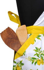 AMOUR INFINI Kitchen Apron for Women with Pockets Cotton Printed Aprons for Baking, Gardening, Painting Reusable and Washable (27.5 x 33 Inches - Citrus Splash)