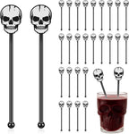 30 Pcs Halloween Swizzle Sticks Plastic Coffee and Cocktail Stirrers Fall Thanksgiving Drink Stirrers Cocktail Mixers for Halloween Fall Autumn Party Tea Coffee Bar Decoration(Skull)
