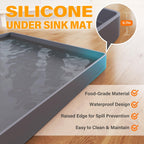 FLATO Waterproof Under Sink Mat 28" x 19" Shelf Liner for Kitchen and Bathroom, Cabinet Protector, Organizers and Storage, Flexible Silicone Drip Tray
