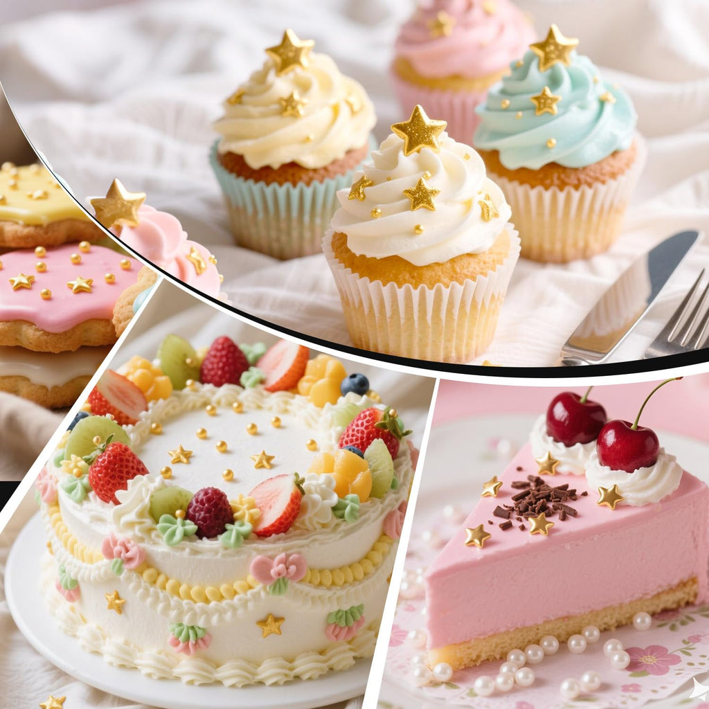 Gold Star Sprinkles for Cake Decorating, Edible Star Sugar Candy, Mix Size, Baking For Cupcakes, Decorating, Cookies, Donuts, Wedding Party, Holiday, 150g/5.29oz