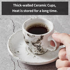 SIDUCAL Espresso Cups Set of 6,2 Ounce Ceramic Coffee Cups with Saucers,Porcelain Double Espresso Shot Cup Set,Gift Box for Boyfriend Gift(White)