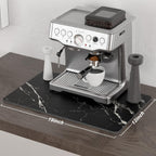 Rnivvi Coffee Mat, 12" x 19" Cute Marble Style Coffee Bar Mats for Espresso Machine Station Accessories and Organizer, Hide Stain Rubber Backed Absorbent Dish Drying Pad for Kitchen Counter, Black