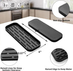 Silicone Kitchen Sink Organizer Tray for Multiple Usage,Eco-Friendly Sponges Holder for Kitchen Bathroom Counter or Sink,Dish Soap Dispenser,Scrubber,Bottle,Cup (Black, 12"×4")