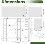 Baker’s Rack, Microwave Oven Stand with Bamboo Frame, 35.43" Coffee Bar with Wire Basket & 6 Hooks, 3-Tier Kitchen Storage Shelf Stand for Kitchen, Living Room, Office, White